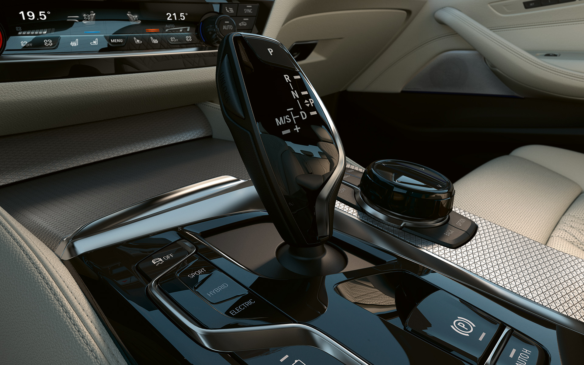 Elementos de controlo, BMW Série 5 Berlina, G30 Elementos de controlo em preto brilhante, BMW Série 5 Berlina, G30, atualização, 2020, interior