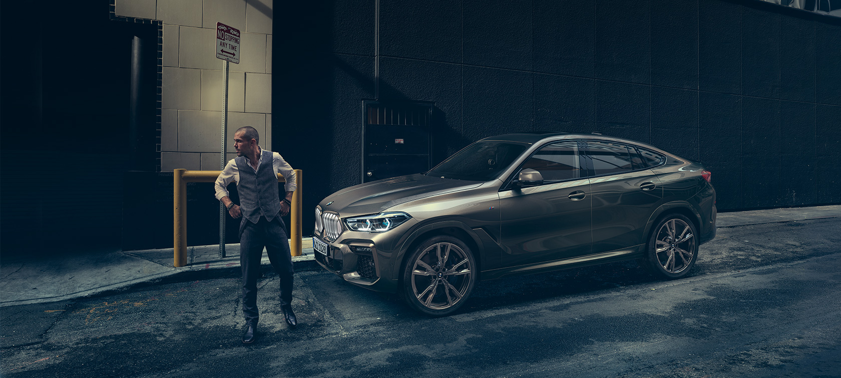 BMW X6, G06, 2019, pintura Manhattan metalizada, perspetiva frontal a tres quartos