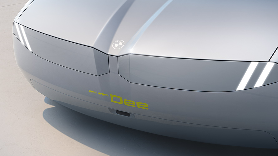 Os faróis e a grelha BMW em forma de rim formam uma superfície gráfica uniforme.